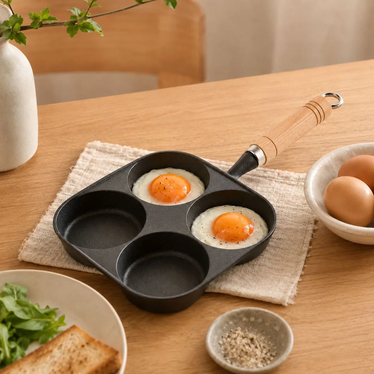 Cast Iron Four-Hole Egg Pan